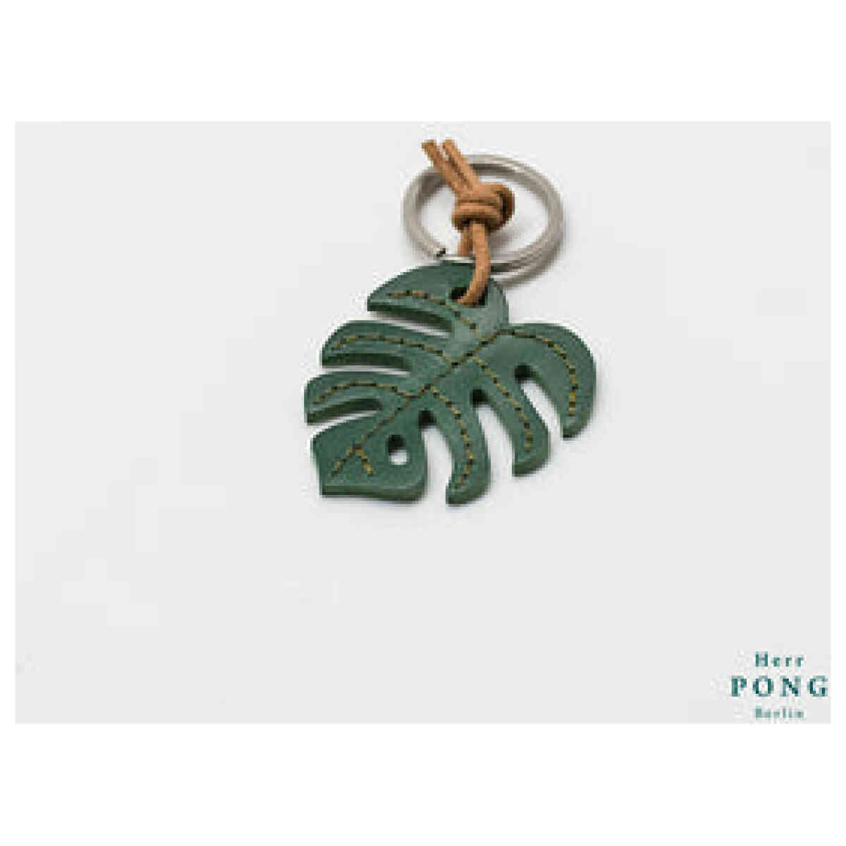 Mini Monstera Leaf Leather Keychain