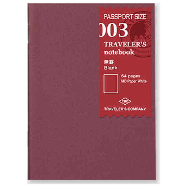 Traveler’s Notebook, 003. Blank Refill MD Passport Size