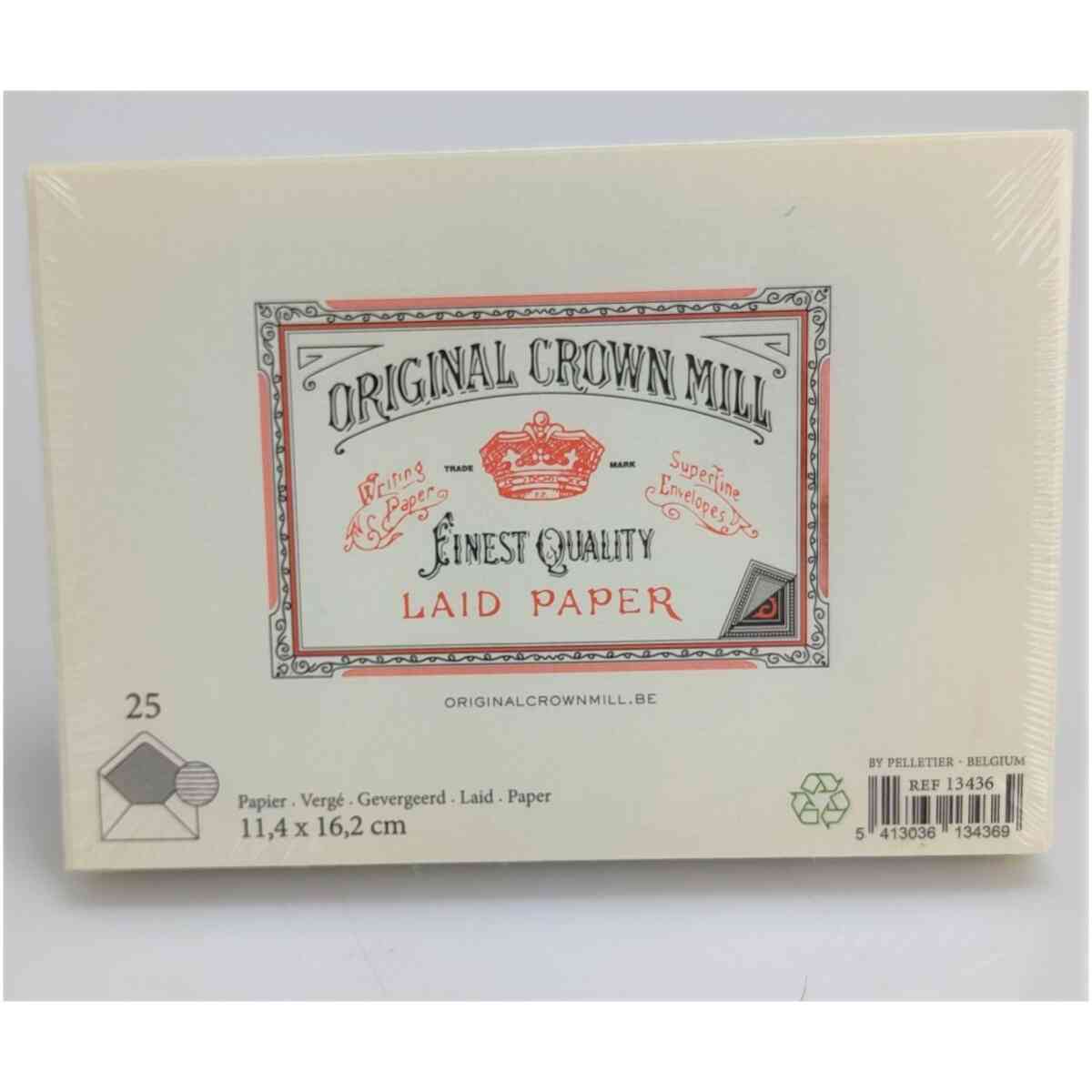 Original Crown Mill Laid Paper Envelopes Cream