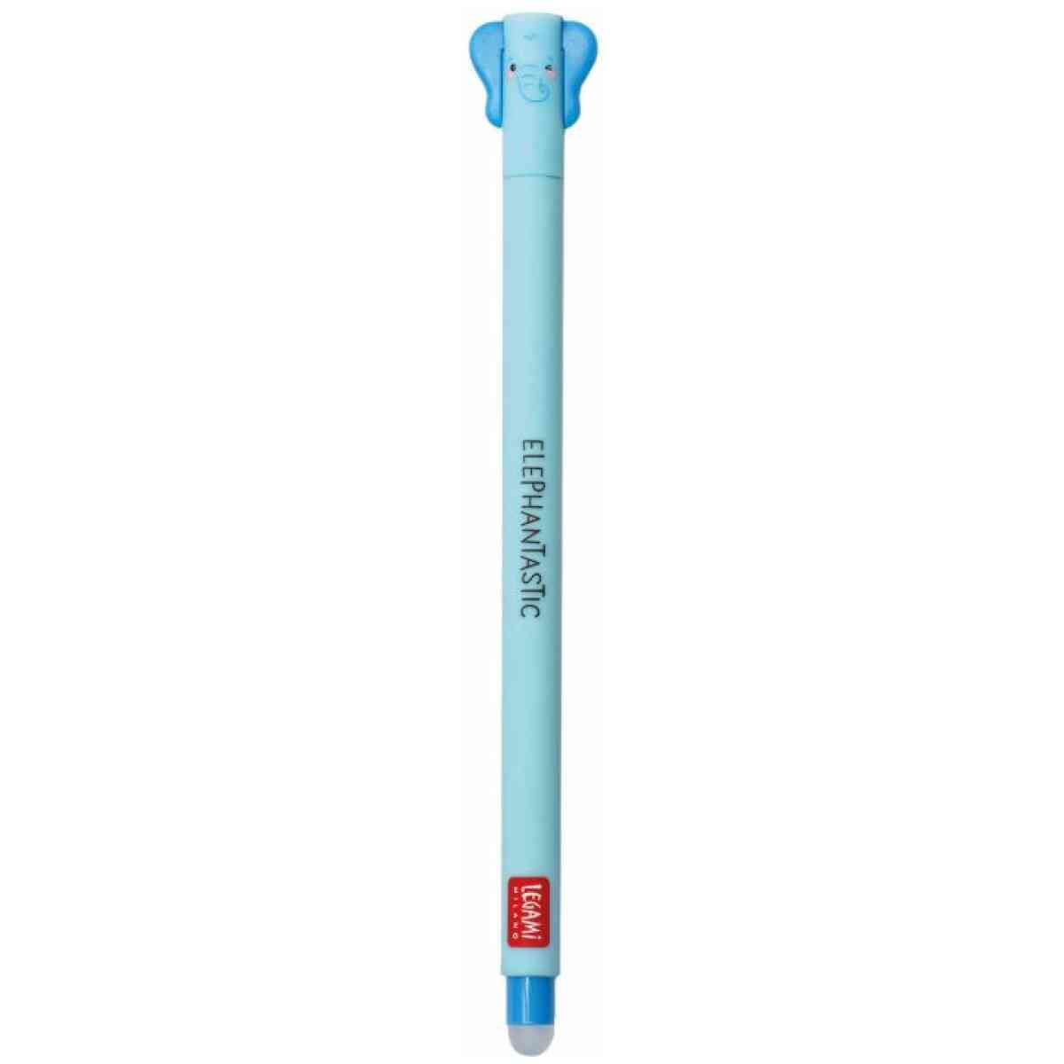 Erasable gel pen, Elephant, blå, gelpenna med utsuddbart bläck