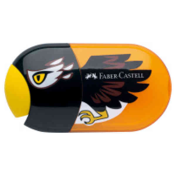 Animal motiv twin sharpening box with eraser, motif eagle