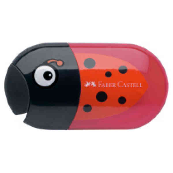 Animal motiv twin sharpening box with eraser, motif ladybird