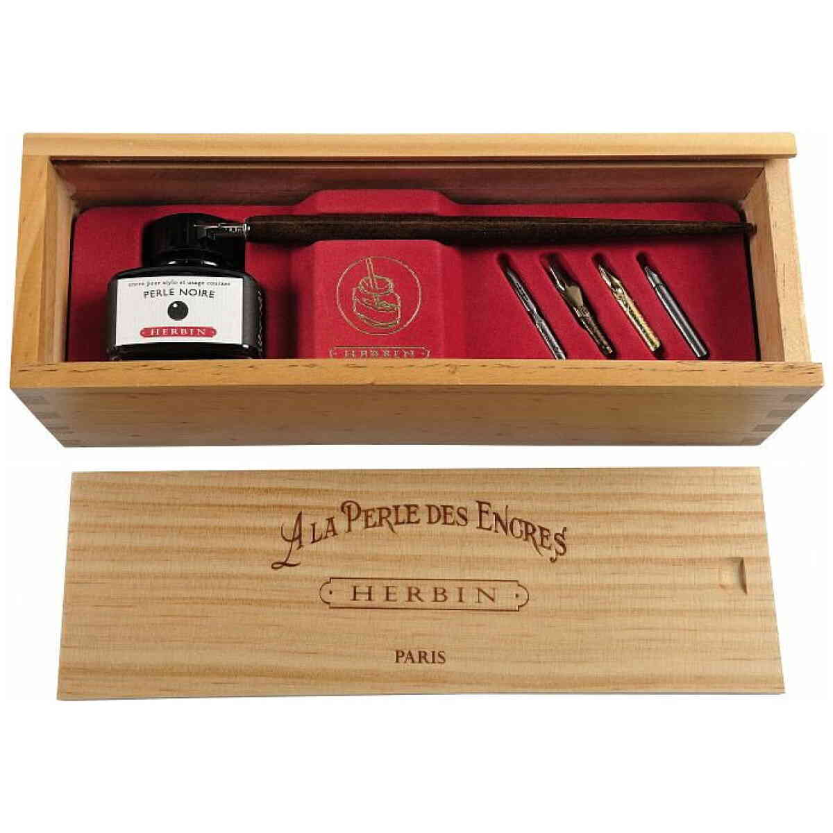 J. Herbin Presentset I Trä "La Pearl Noire"