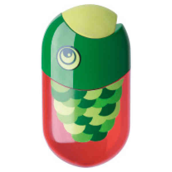 Animal motiv twin sharpening box with eraser, motif fish