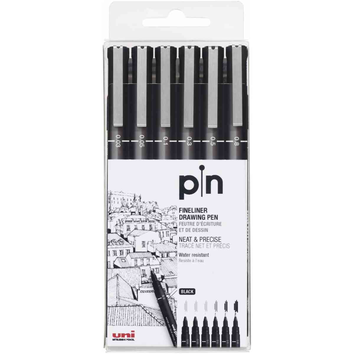 UNI pin 200 fine line marker Förp. m/6 ass.