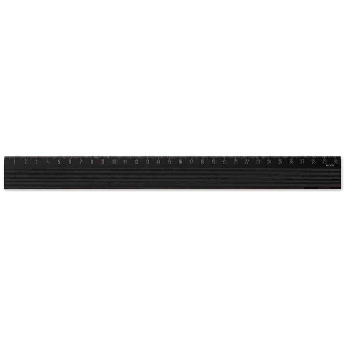 Aluminum Ruler 30 cm Non-Slip - Black