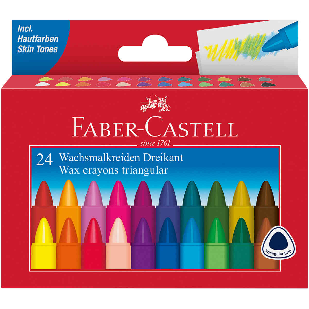 Vaxkritor trekantiga, etui med 24 färger