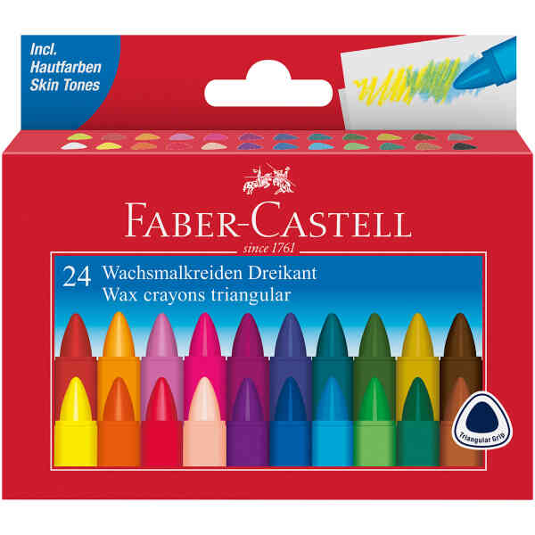 Vaxkritor trekantiga, etui med 24 färger