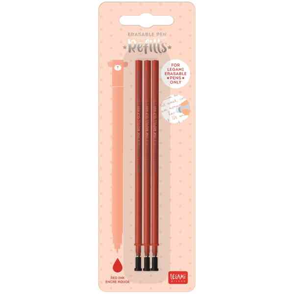 Refills för Erasable gel pens, 3 st., röda