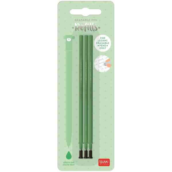 Refills för Erasable gel pens, 3 st., gröna
