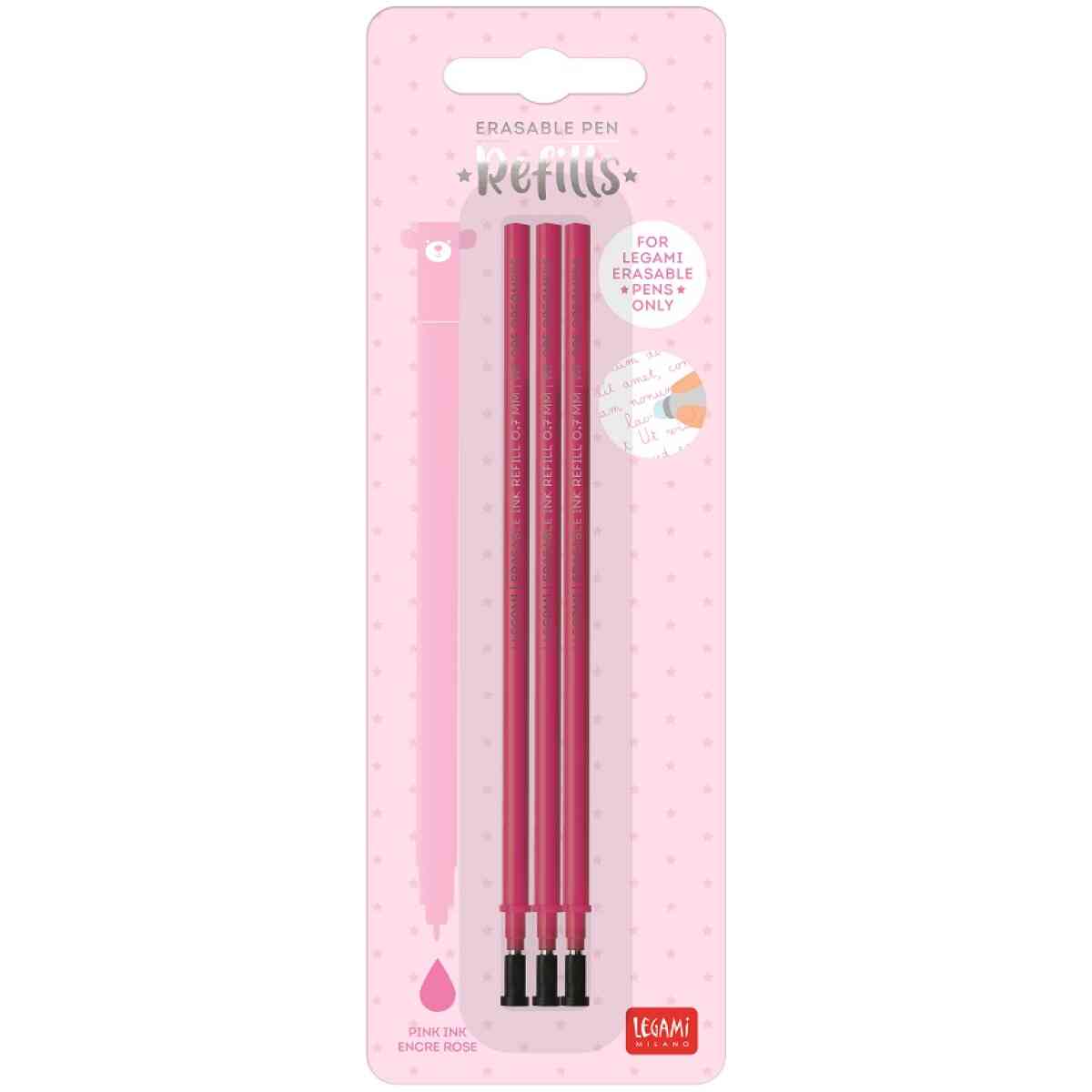 Refills för Erasable gel pens, 3 st., rosa