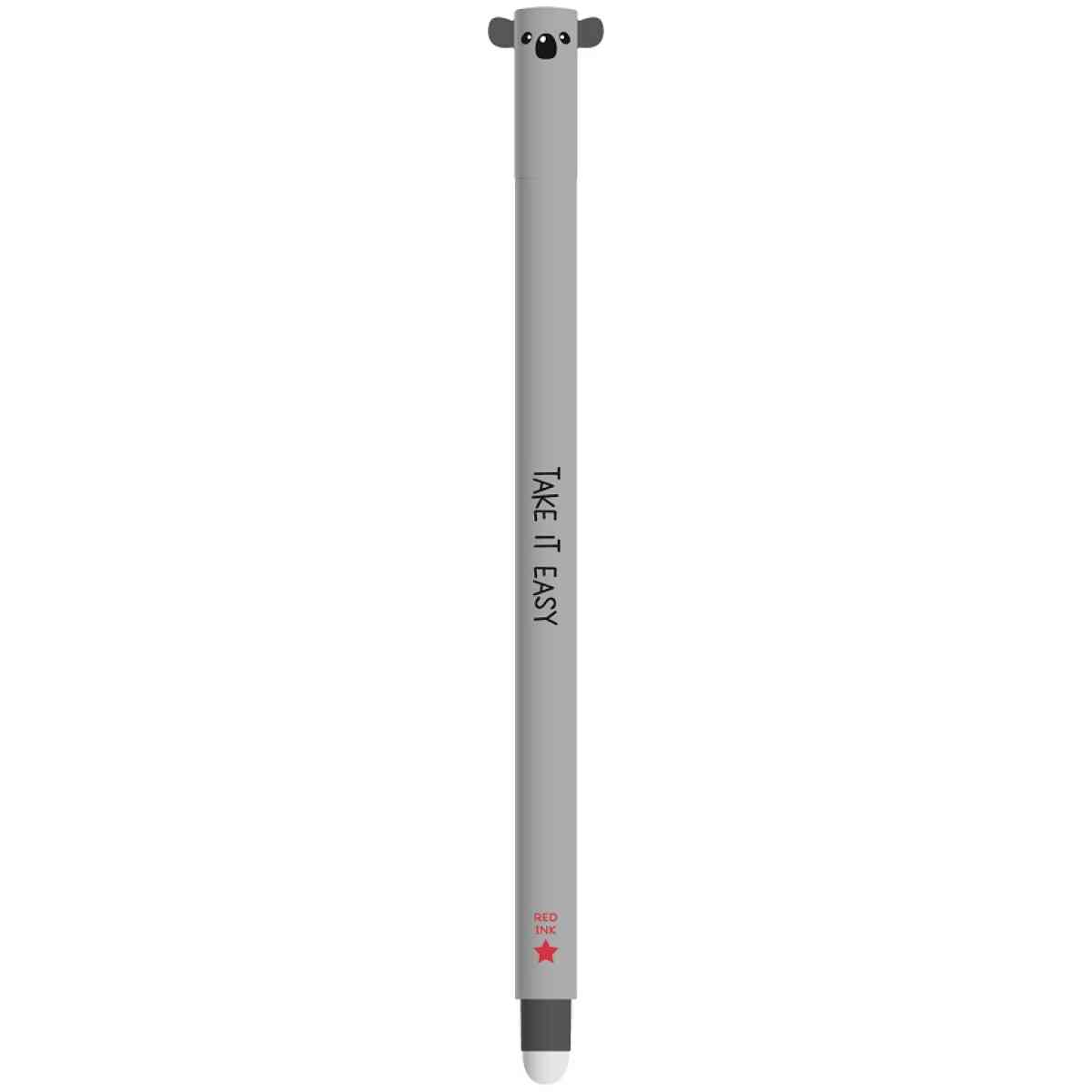 Erasable gel pen, Koala, röd, gelpenna med utsuddbart bläck