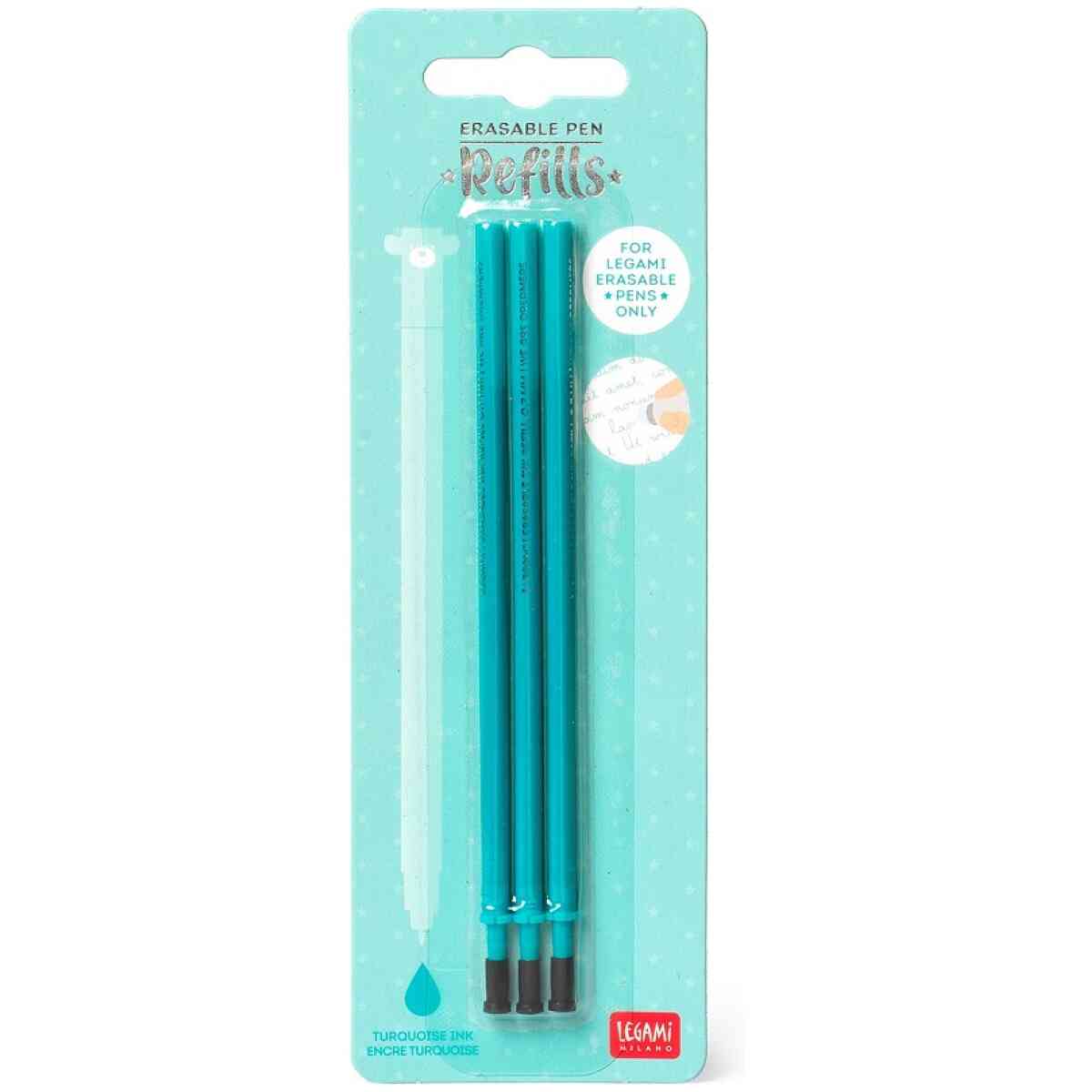 Refills för Erasable gel pens, 3 st., turkos
