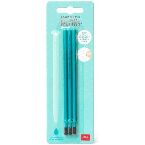 Refills för Erasable gel pens, 3 st., turkos