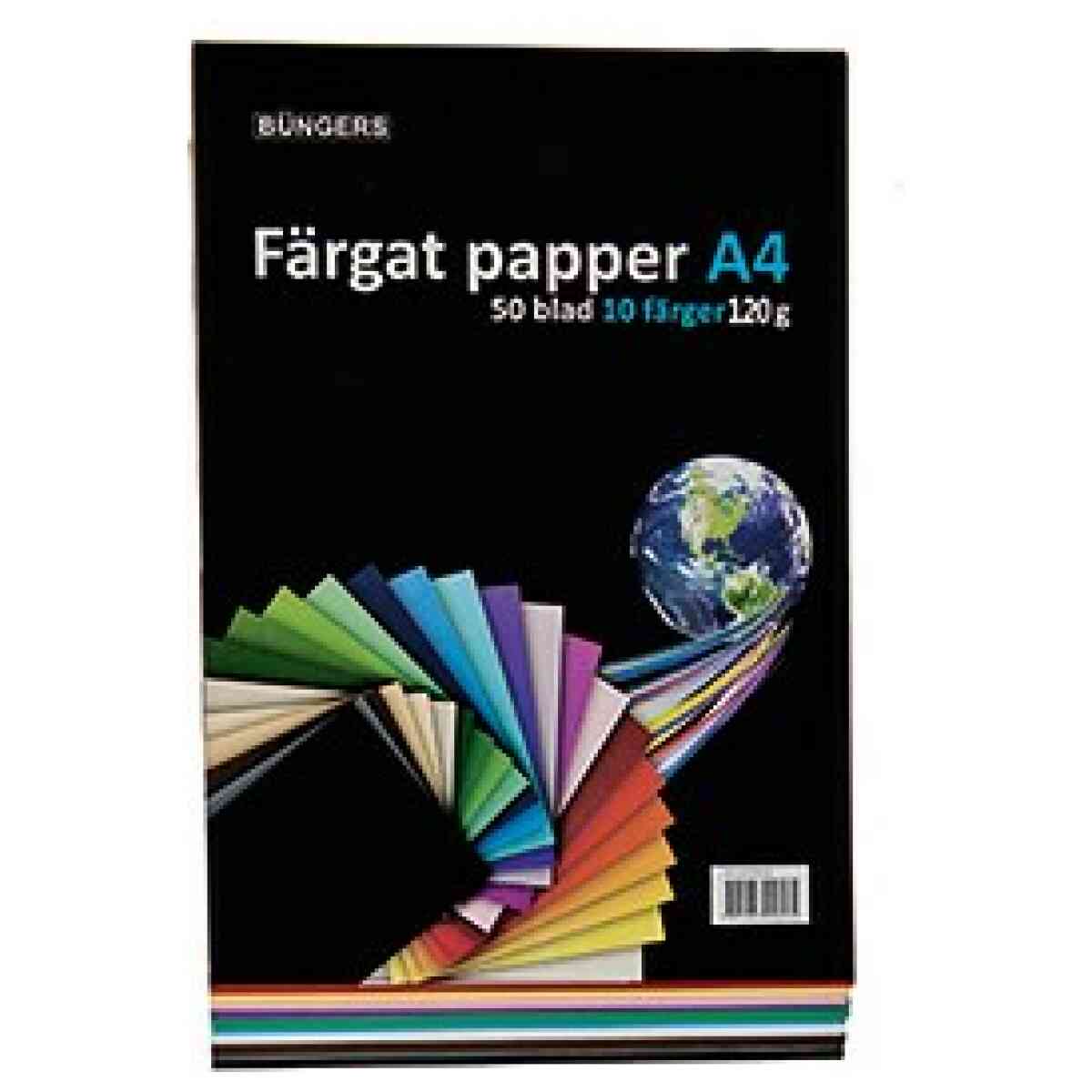 Färgat papper A4 120g sorterat 50/fp