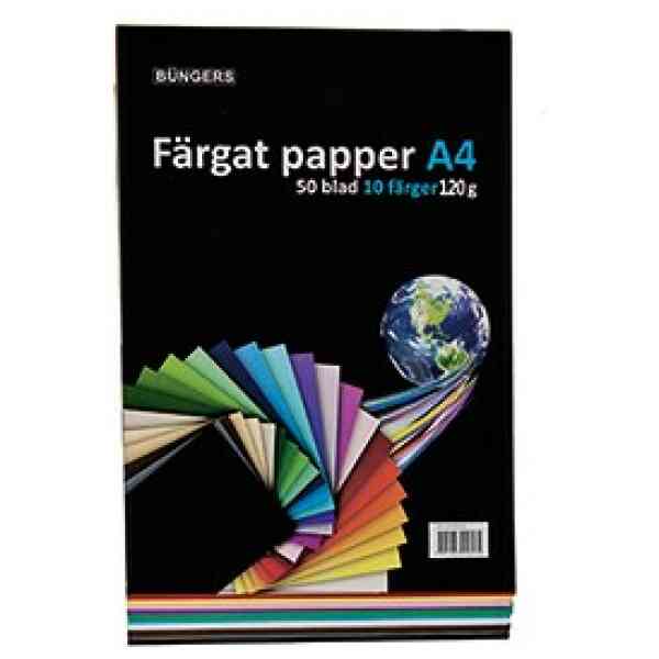Färgat papper A4 120g sorterat 50/fp