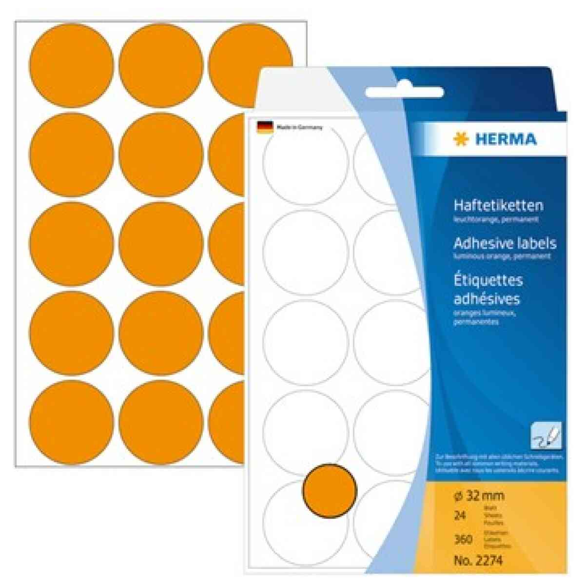 Herma etikett KP ø32 Neon Orange (360)