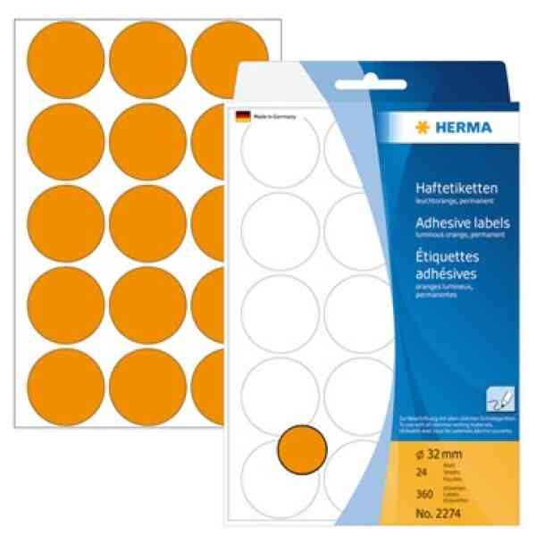 Herma etikett KP ø32 Neon Orange (360)