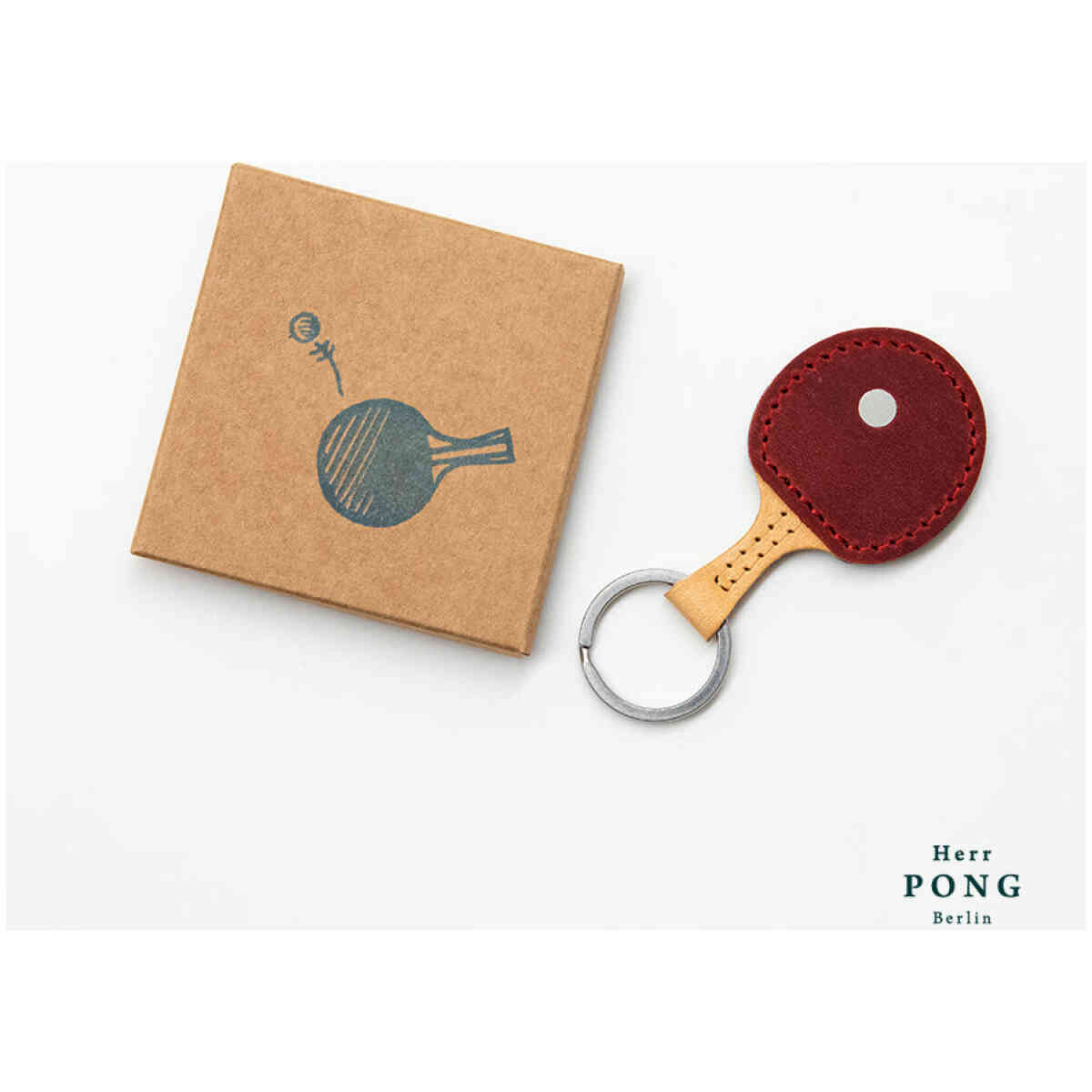 Mini Ping Pong (with ball) Leather Keychain