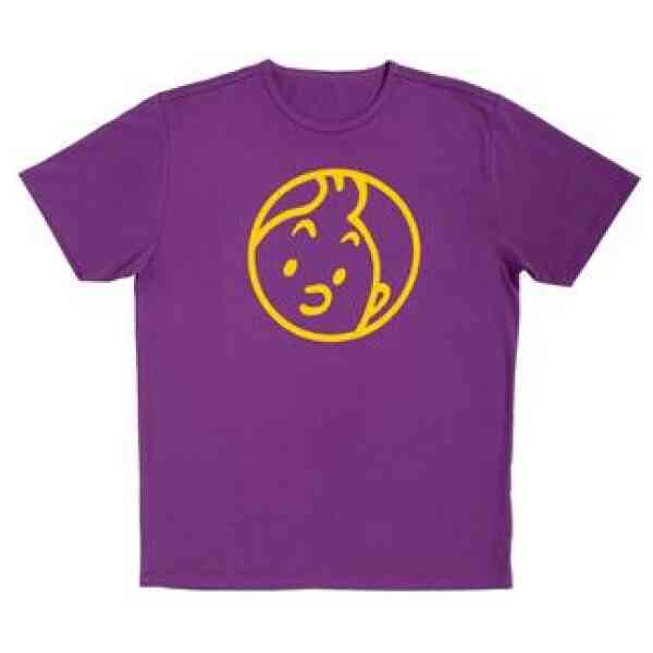 T-shirt Tintin ansikte - Lila