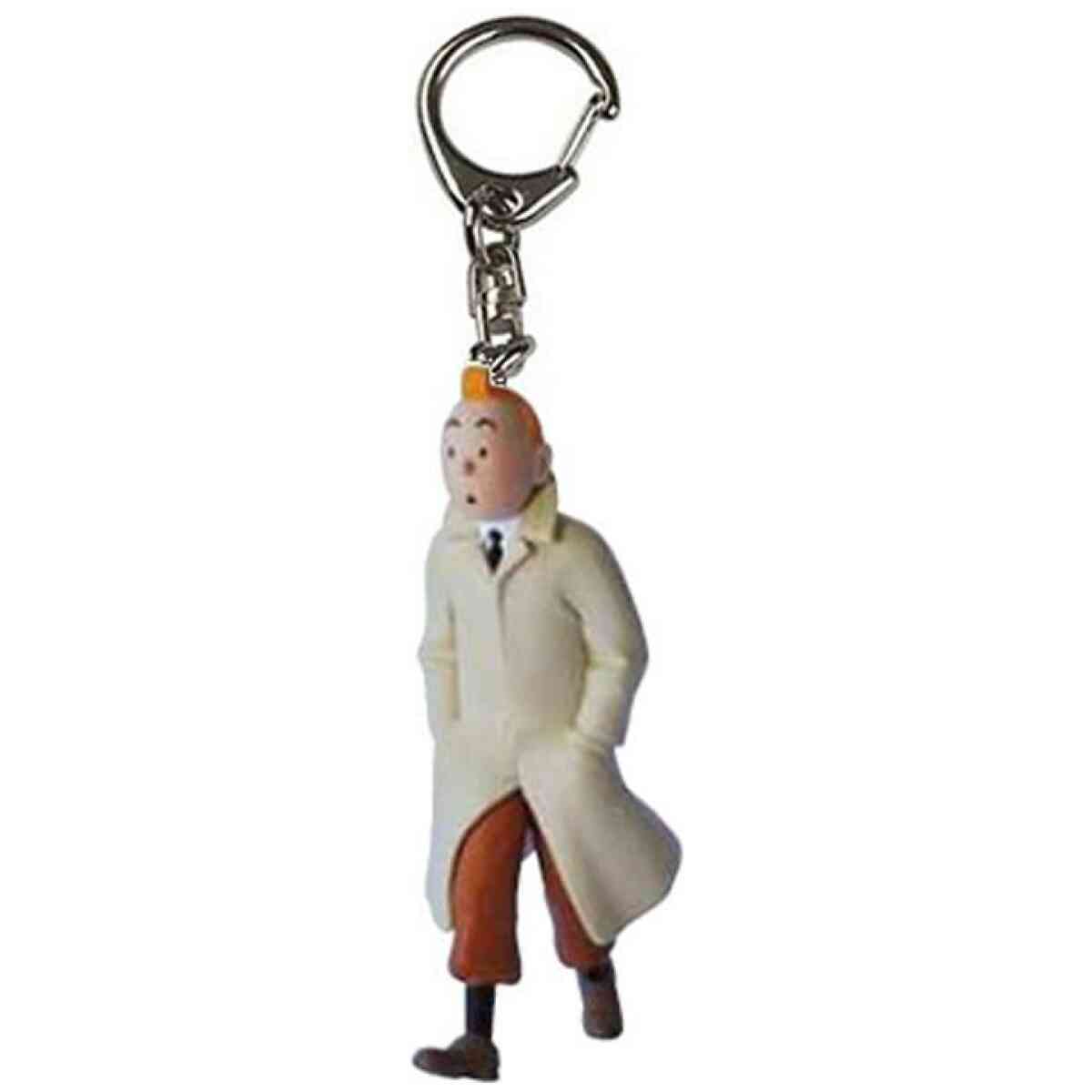 Tintin i trenchcoat, gående -  5,5 cm nyckelring