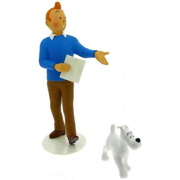 Tintin och Milou - Staty i resin - 25 cm