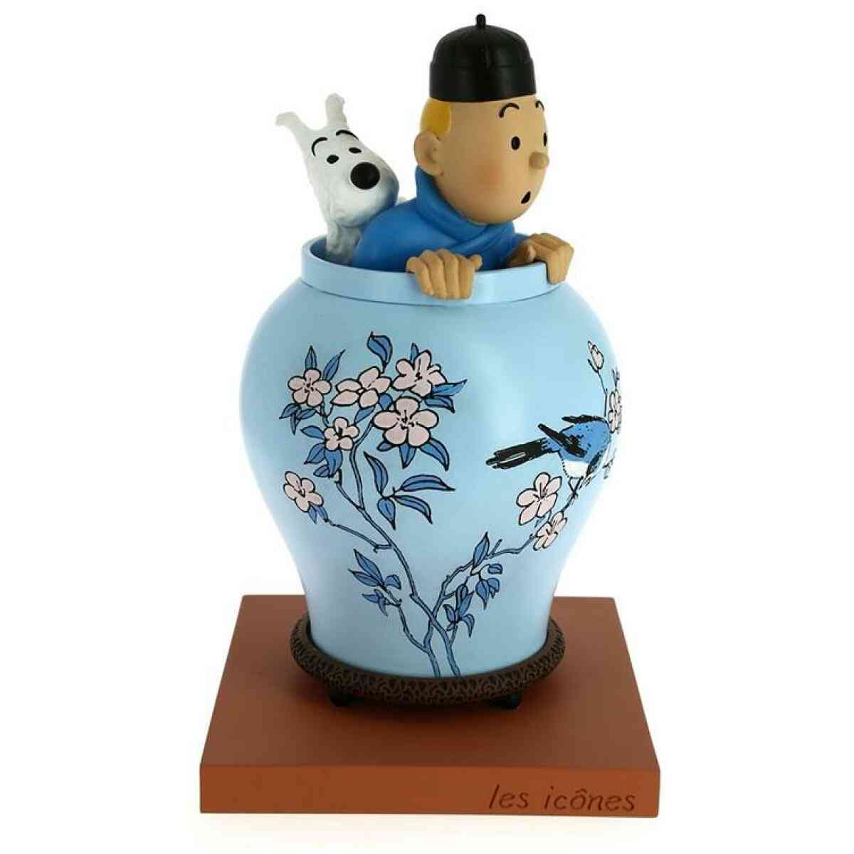 Tintin i kruka (Den Blå Lotus) - Staty i resin - 20 cm