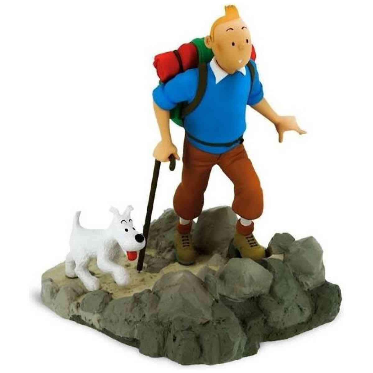 Tintin och Milou på bergsvandring - Staty i resin - H25 cm