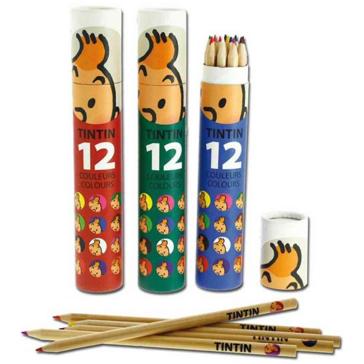 Tintin färgpennor rund ask 12 st grön