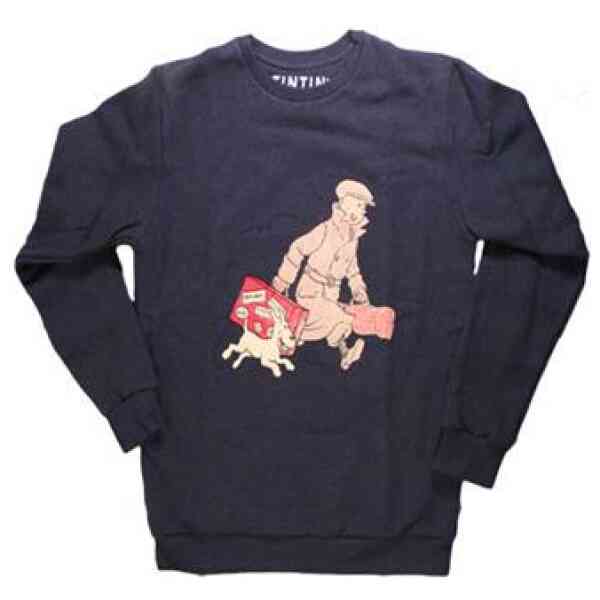 Sweatshirt Tintin och Milou med resväska - blå