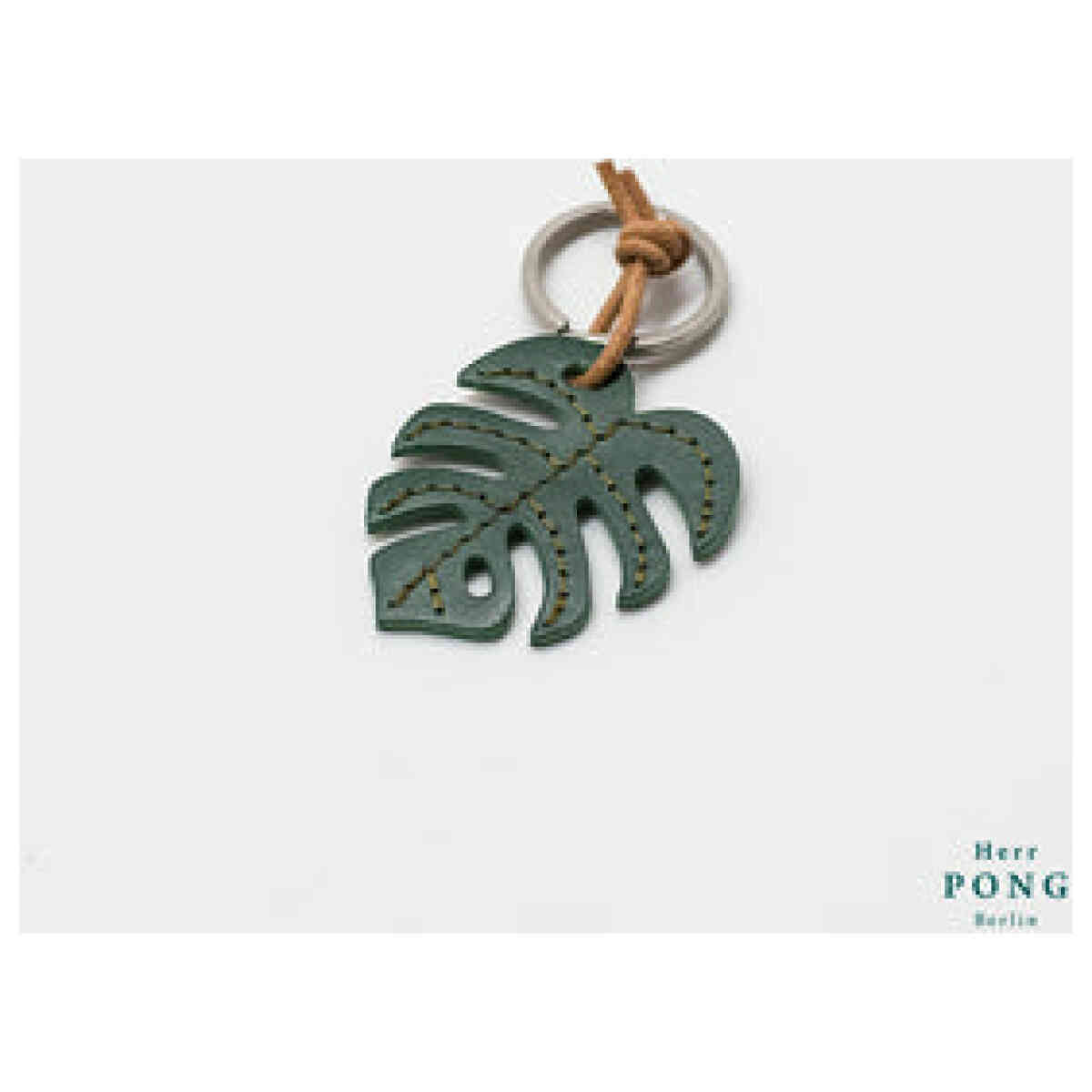 Mini Monstera Leaf Leather Keychain - Bild 2