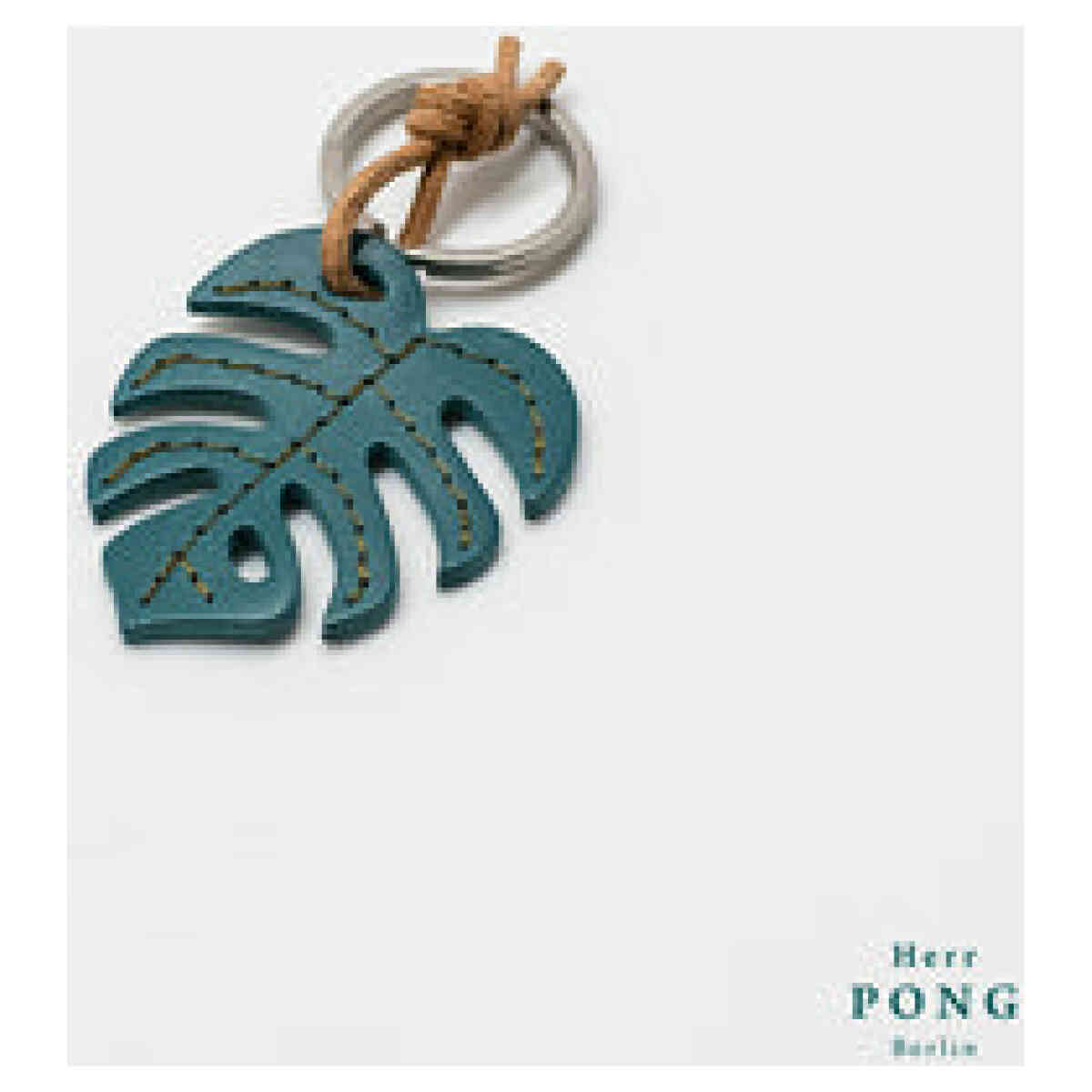 Mini Monstera Leaf Leather Keychain - Bild 3