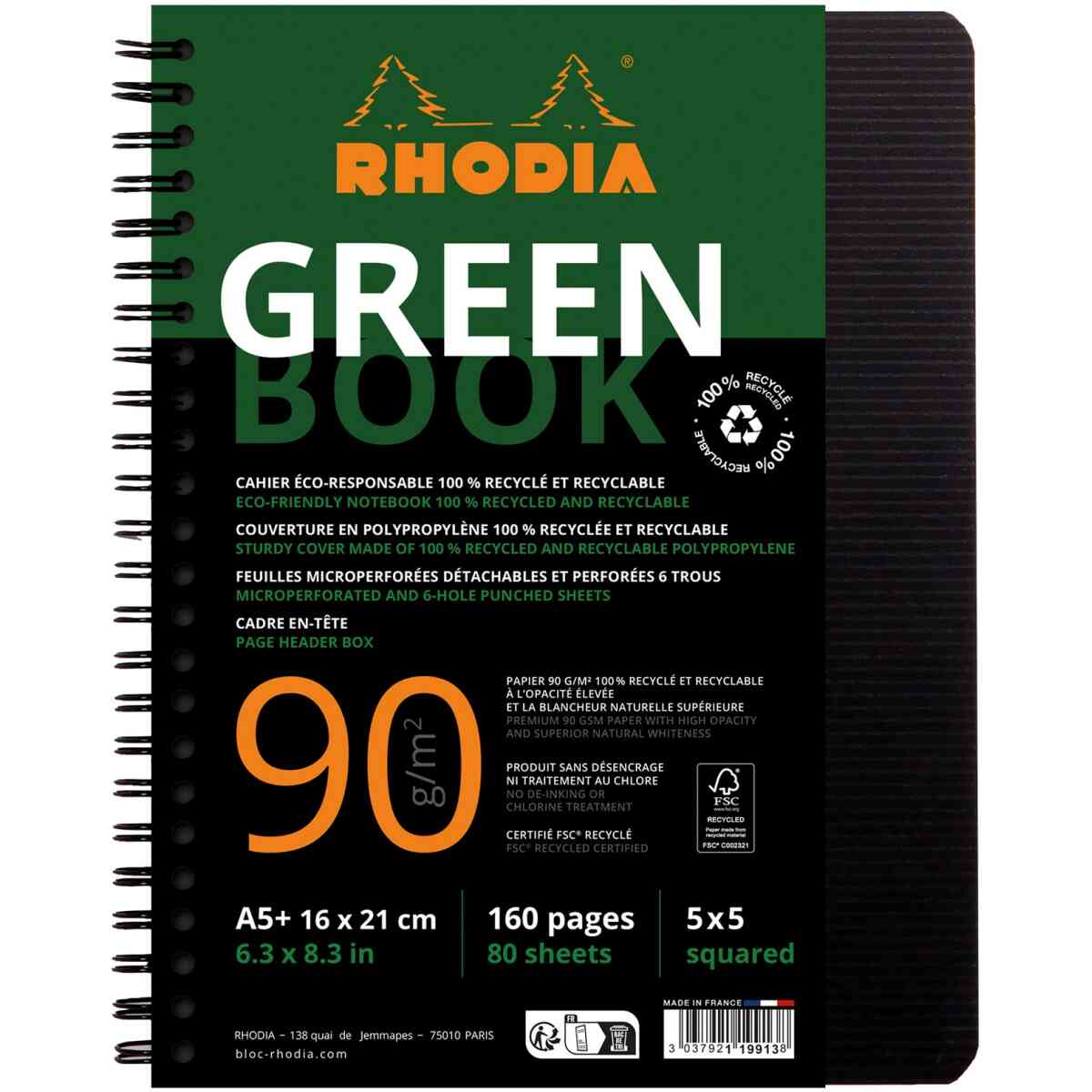 Rhodiactive GreenBook A5+ 80sh 5x5 RECY