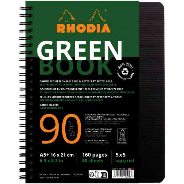 Rhodiactive GreenBook A5+ 80sh 5x5 RECY