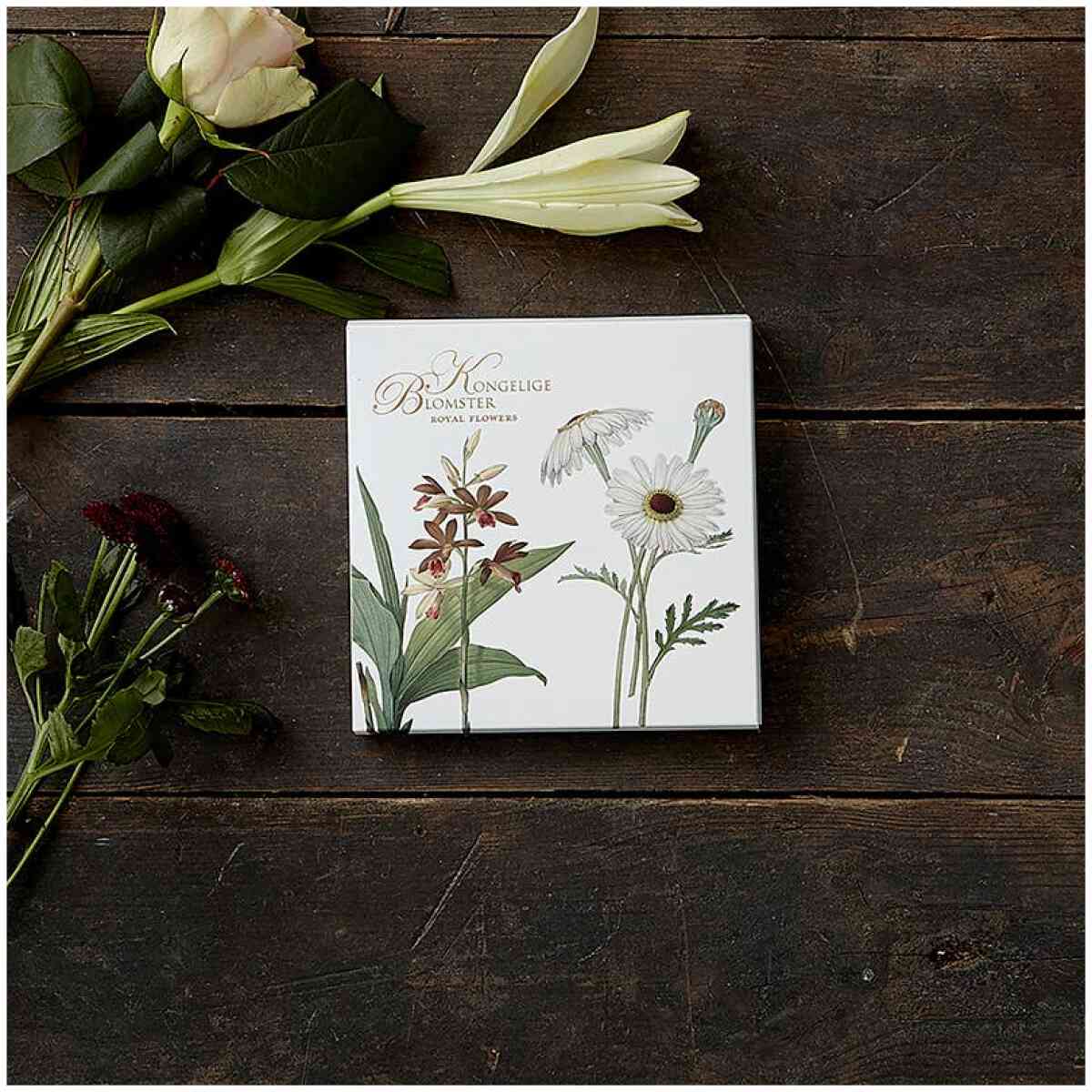 Square Cardfolder - Kungliga blommor 8 kort w/kuvert