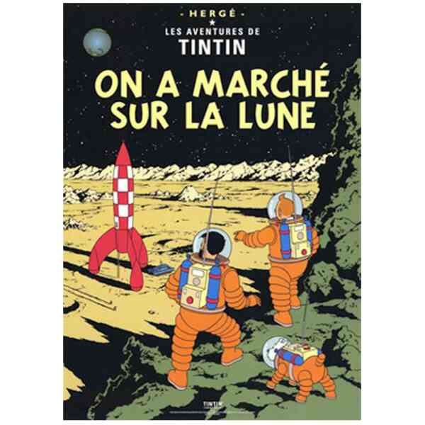 Poster Månen Tur och Retur del 2 - On a Marche Sur La Lune - 50 x 70 cm
