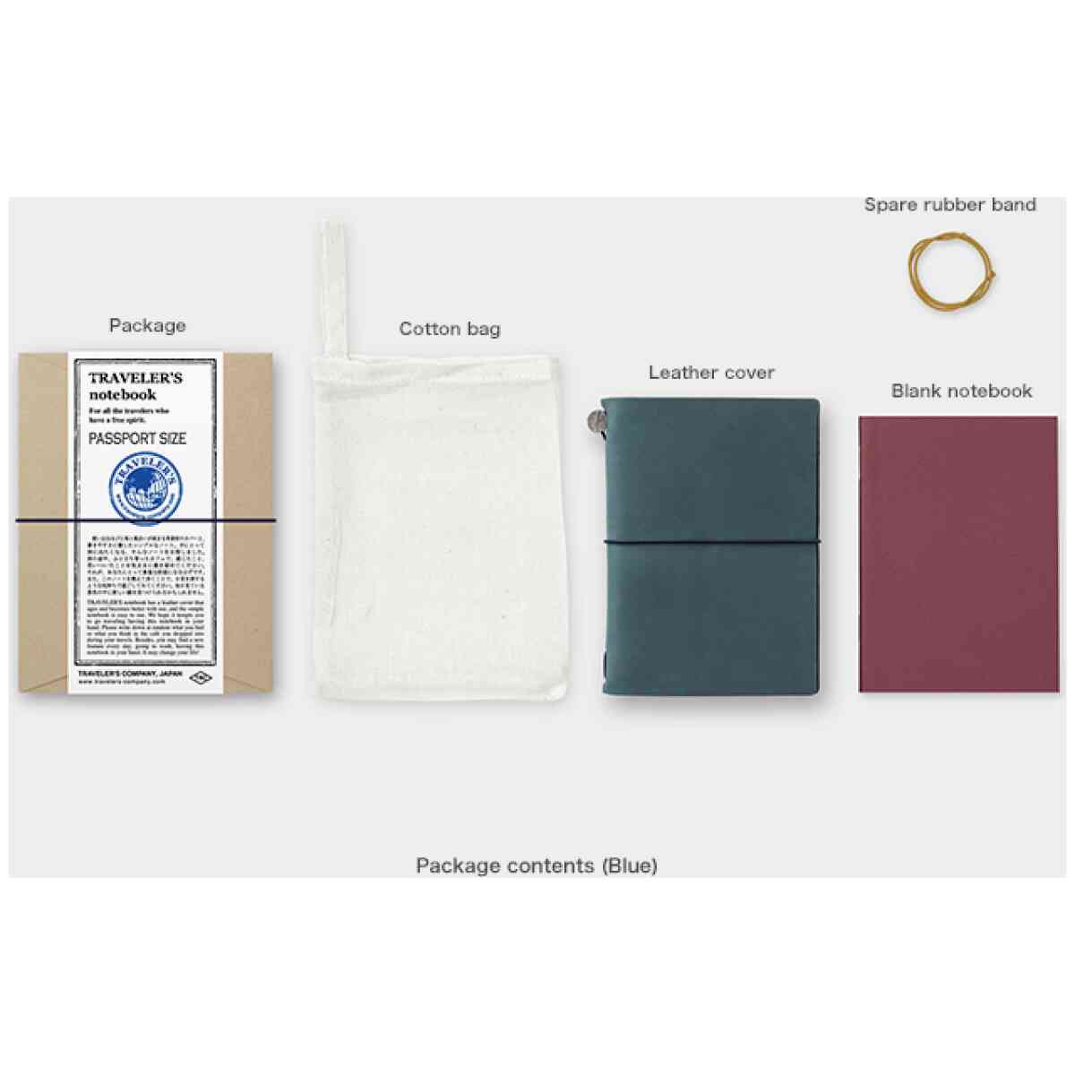Traveler's Notebook, Notebook Blue - Passport Size