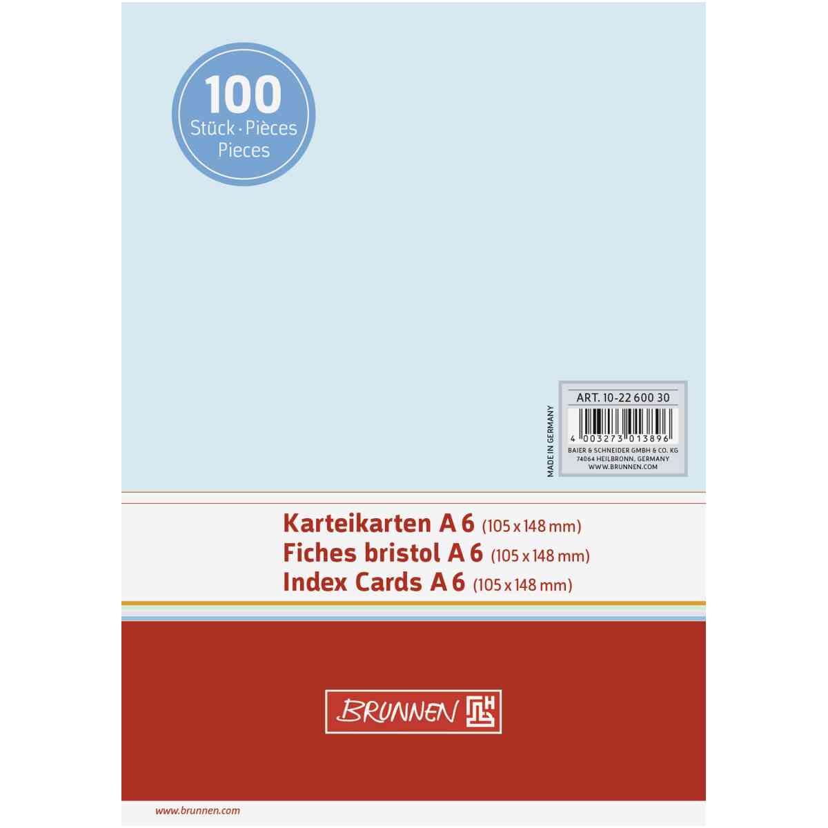 Skrivkort - A6 olinjerad x100, blå