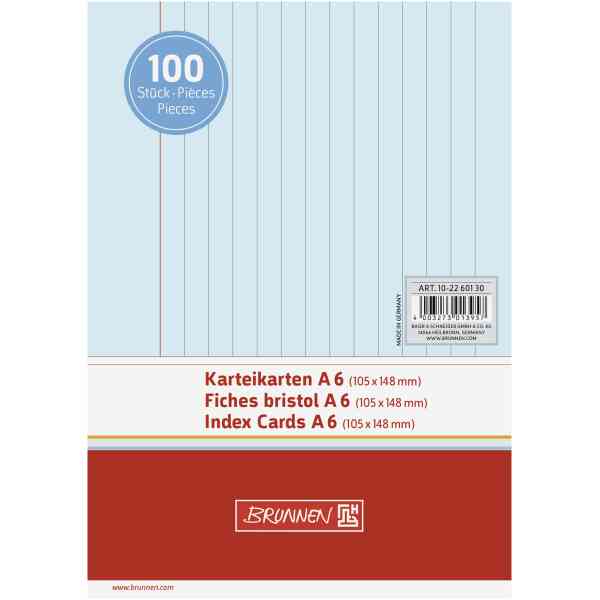 Skrivkort - A6 linjerad x100, blå