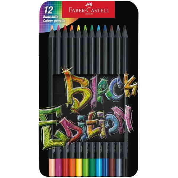 Colour Pencils Black Edition tin 12x färger