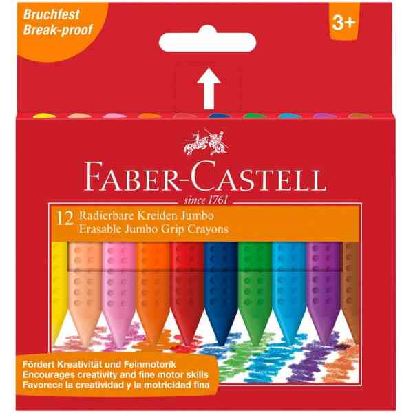 Jumbo Grip crayon erasable triangular 12 färger