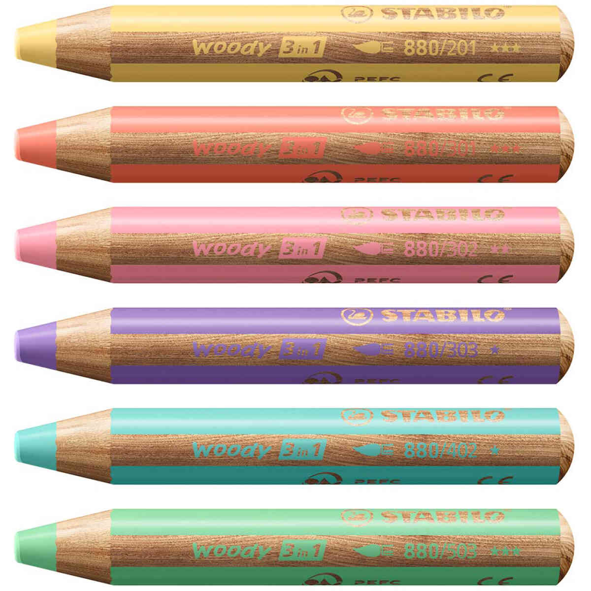STABILO Woody Pastell Med Pennvässare 6 Pack - Bild 4