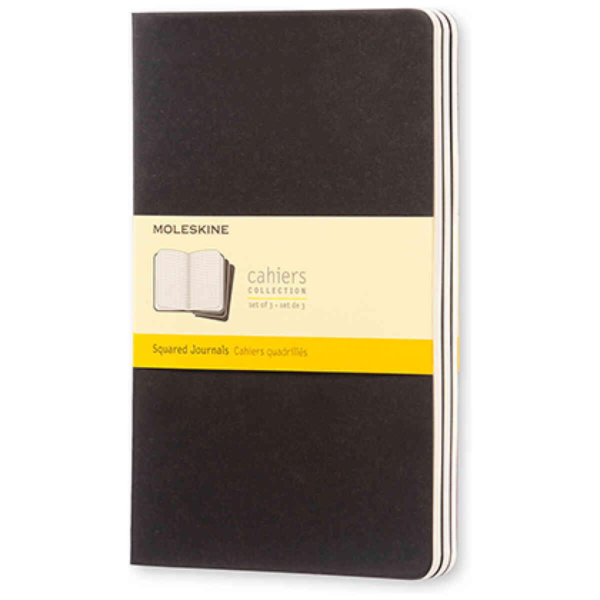 Cahier Journal Rutad Large Svart 3-Pack