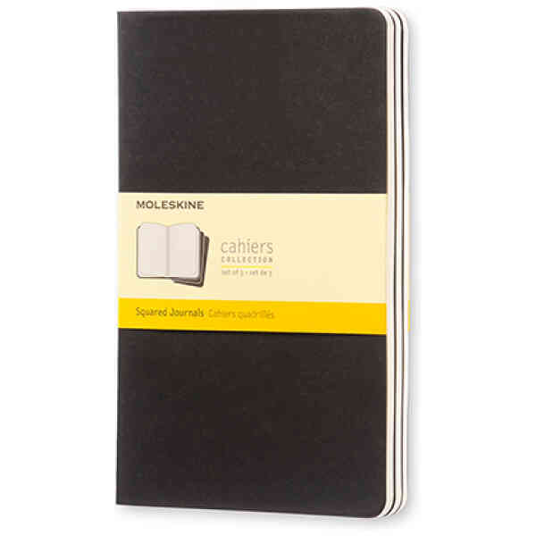 Cahier Journal Rutad Large Svart 3-Pack