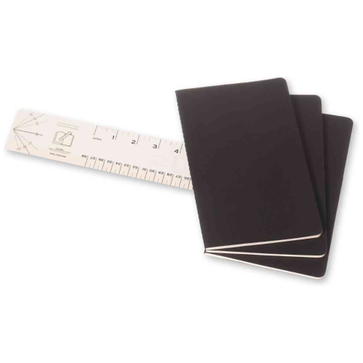 Cahier Journal Rutad Pocket Svart 3-Pack - Bild 3