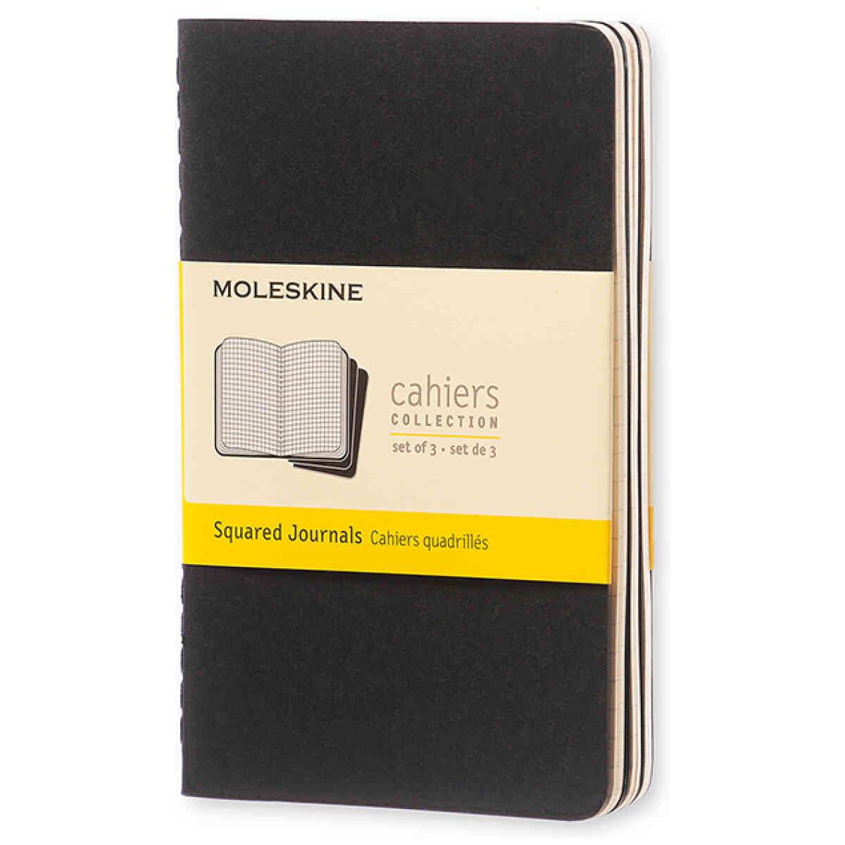 Cahier Journal Rutad Pocket Svart 3-Pack