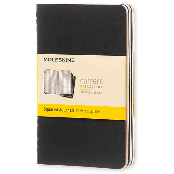 Cahier Journal Rutad Pocket Svart 3-Pack
