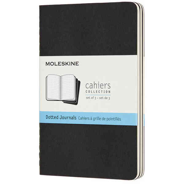 Cahier Journal Dotted Pocket Svart 3-Pack