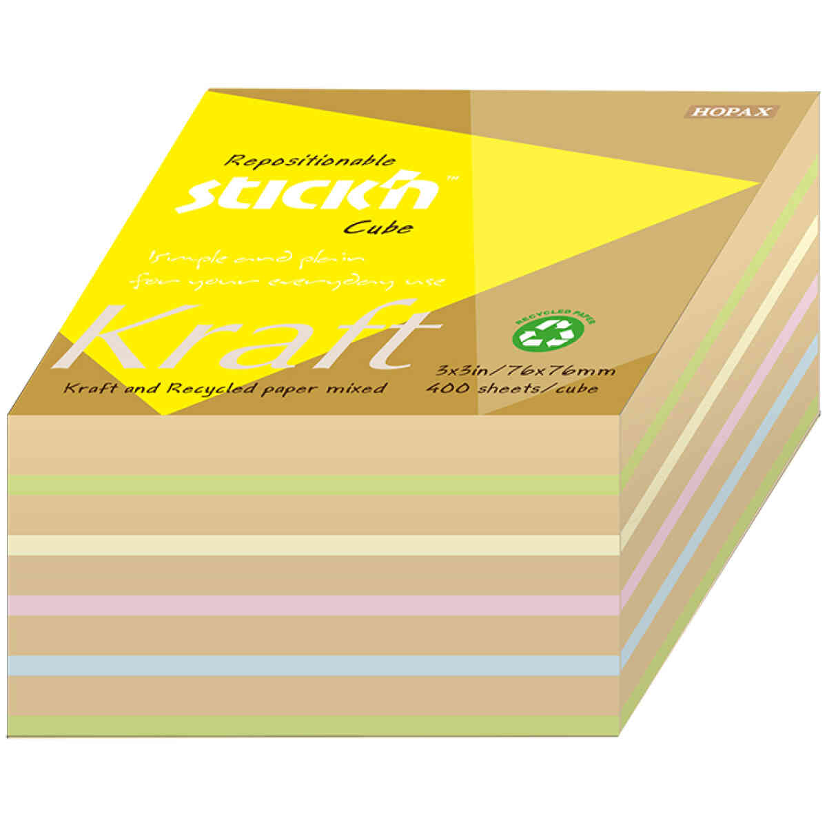 Notiskub Kraft 76x76 400 Blad Sorterat Pastell - Bild 2