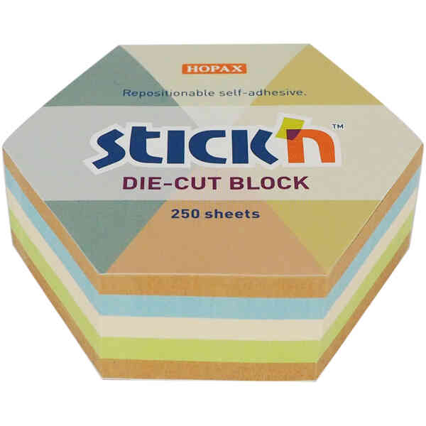 Notiskub 67x67 250 Blad Hexagon Sorterat